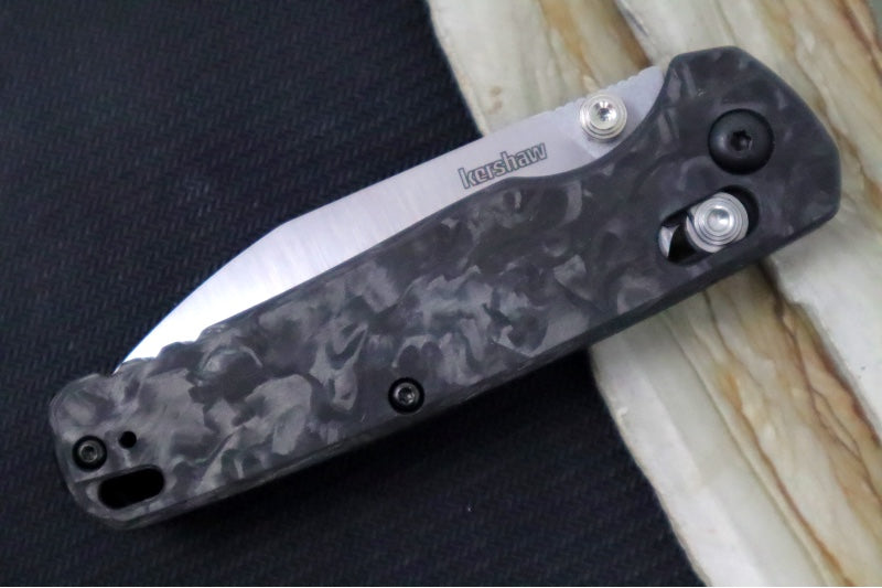 Kershaw Bel-Air Manual - Black Marbled Carbon Fiber Handle / Drop Point Blade / Satin Finish / CPM-Magnacut Steel 6150CF - Northwest Knives