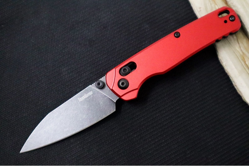 Kershaw Bel-Air Manual - Red Anodized Aluminum Handle / Reverse Tanto Blade / BlackWash Finish / CPM-Magnacut Steel 6105RDBW - Northwest Knives