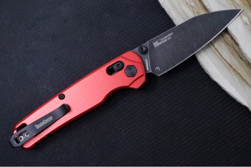 Kershaw Bel-Air Manual - Red Anodized Aluminum Handle / Reverse Tanto Blade / BlackWash Finish / CPM-Magnacut Steel 6105RDBW