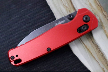 Kershaw Bel-Air Manual - Red Anodized Aluminum Handle / Reverse Tanto Blade / BlackWash Finish / CPM-Magnacut Steel 6105RDBW