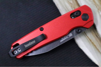 Kershaw Bel-Air Manual - Red Anodized Aluminum Handle / Reverse Tanto Blade / BlackWash Finish / CPM-Magnacut Steel 6105RDBW