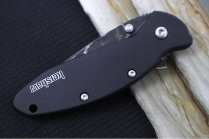 Kershaw 1620DAMCKT Scallion Flipper - Damascus Steel Blade / Black Stainless Steel Aluminum Handle