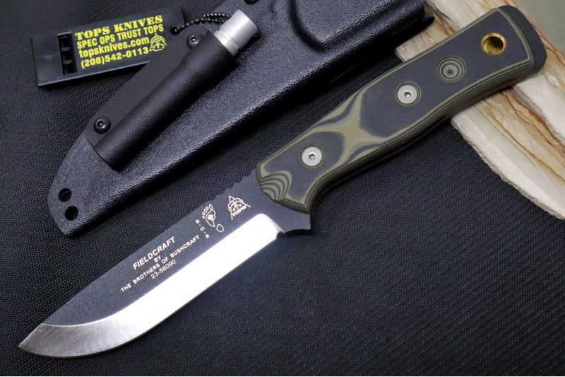 Tops BOB Fieldcraft - 1095 Carbon Steel / Black G-10 Handle / Kydex Sheath BROS-G/BG10 - Northwest Knives
