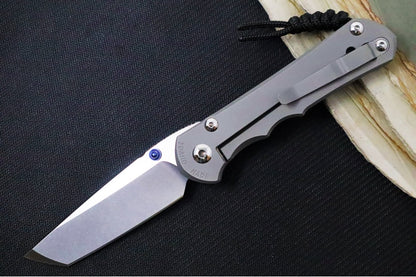 Chris Reeve Knives Large Inkosi Glass Blasted LEFT HAND - Tanto Blade / CPM-Magnacut Steel / Glass Blasted Titanium Handle LIN-1131