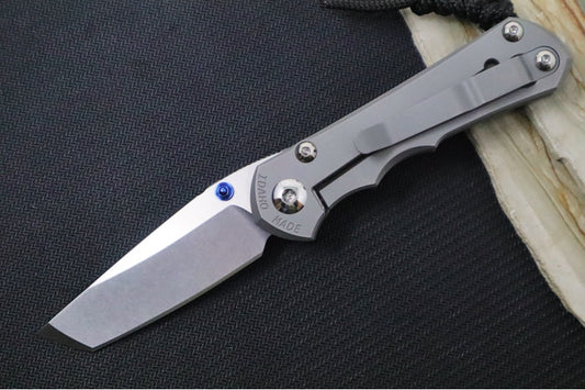 Chris Reeve Knives Small Inkosi Glass Blasted LEFT HAND - Plain Titanium Handle / Tanto Blade / CPM-Magnacut Steel SIN-1131