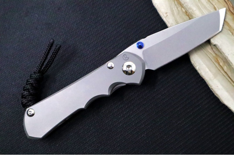 Chris Reeve Knives Small Inkosi Glass Blasted LEFT HAND - Plain Titanium Handle / Tanto Blade / CPM-Magnacut Steel SIN-1131