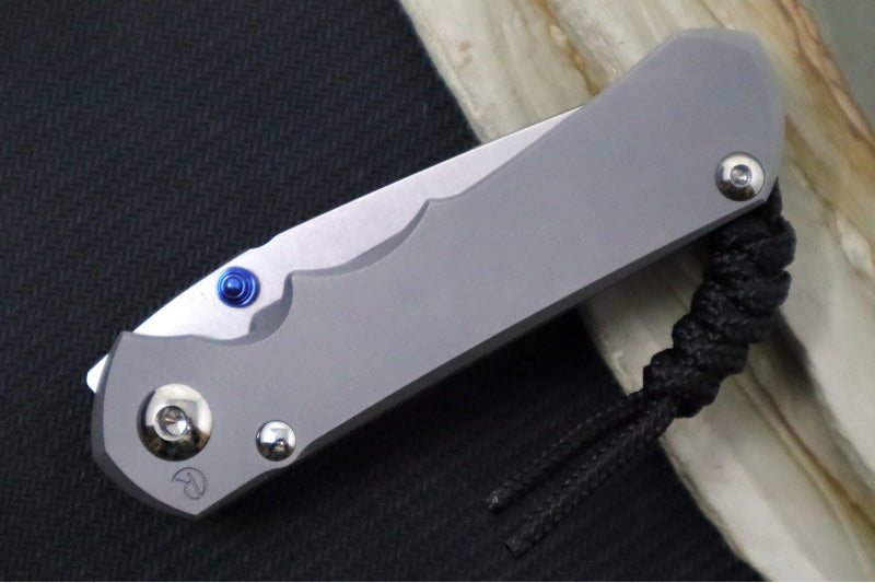 Chris Reeve Knives Small Inkosi Glass Blasted LEFT HAND - Plain Titanium Handle / Tanto Blade / CPM-Magnacut Steel SIN-1131