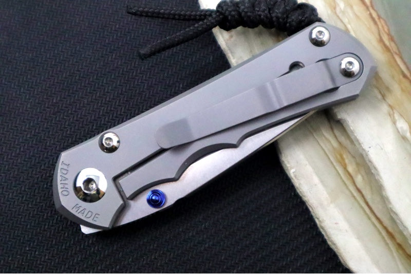 Chris Reeve Knives Small Inkosi Glass Blasted LEFT HAND - Plain Titanium Handle / Tanto Blade / CPM-Magnacut Steel SIN-1131
