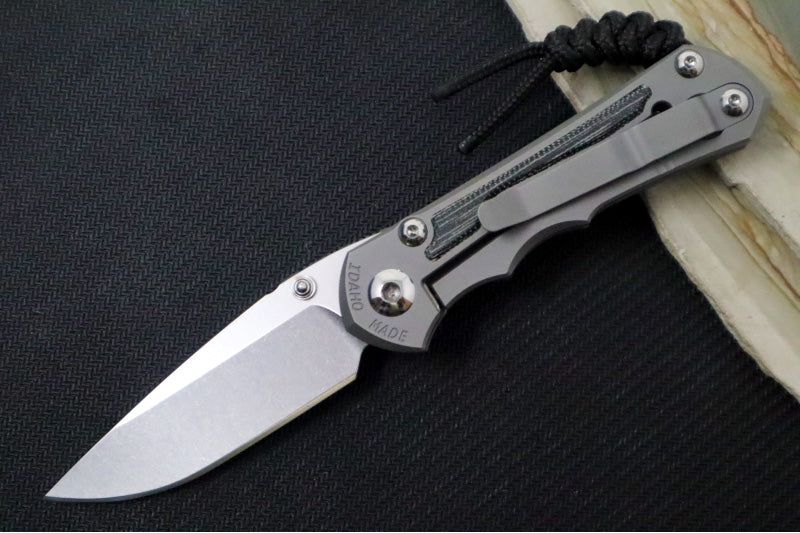Chris Reeve Knives Small Inkosi Glass Blasted LEFT HAND - Black Canvas Micarta Inlays / Drop Point Blade / CPM-Magnacut Steel SIN-1117 - Northwest Knives