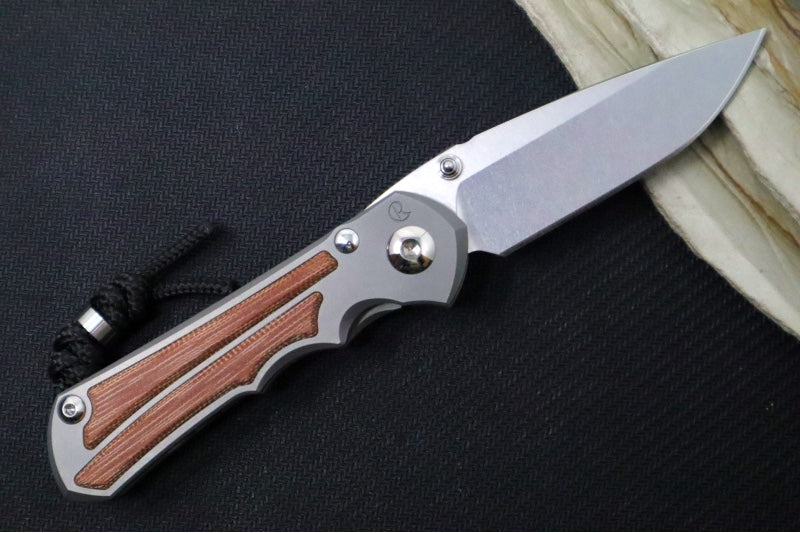 Chris Reeve Knives Small Inkosi Glass Blasted LEFT HAND - Natural Canvas Micarta Inlays / Drop Point Blade / CPM-Magnacut Steel SIN-1119-001 - Northwest Knives