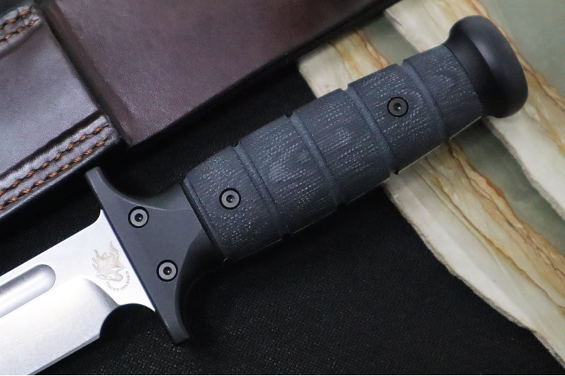 Rick Hinderer Knives Kabar -  Stonewashed Blade / CPM-3V / Black Micarta Handle / Brown Leather Sheath - Northwest Knives