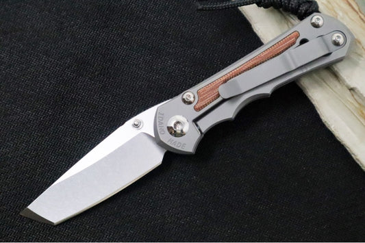 Chris Reeve Knives Small Inkosi Glass Blasted LEFT HANDED - Natural Canvas Micarta / Tanto Blade / CPM-Magnacut Steel SIN-1135