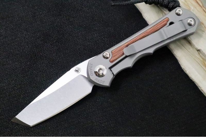 Chris Reeve Knives Small Inkosi Glass Blasted LEFT HANDED - Natural Canvas Micarta / Tanto Blade / CPM-Magnacut Steel SIN-1135 - Northwest Knives
