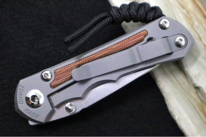 Chris Reeve Knives Small Inkosi Glass Blasted LEFT HANDED - Natural Canvas Micarta / Tanto Blade / CPM-Magnacut Steel SIN-1135