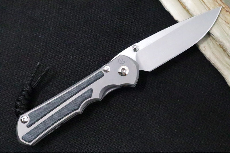 Chris Reeve Knives Large Inkosi Glass Blasted LEFT HAND - Drop Point / Black Micarta Inlay / CPM-Magnacut LIN-1117 - Northwest Knives