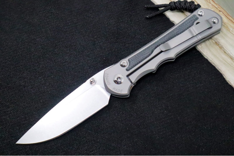 Chris Reeve Knives Large Inkosi Glass Blasted LEFT HAND - Drop Point / Black Micarta Inlay / CPM-Magnacut LIN-1117 - Northwest Knives