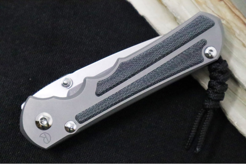 Chris Reeve Knives Large Inkosi Glass Blasted LEFT HAND - Drop Point / Black Micarta Inlay / CPM-Magnacut LIN-1117