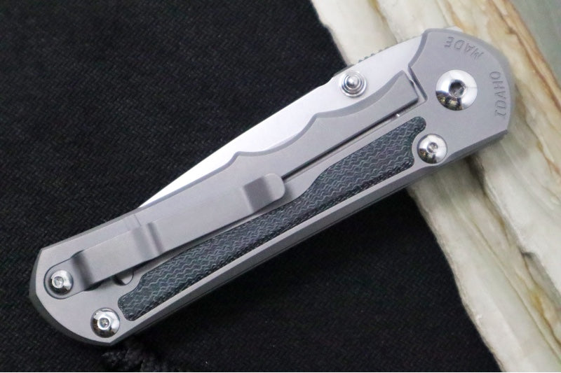 Chris Reeve Knives Large Inkosi Glass Blasted LEFT HAND - Drop Point / Black Micarta Inlay / CPM-Magnacut LIN-1117