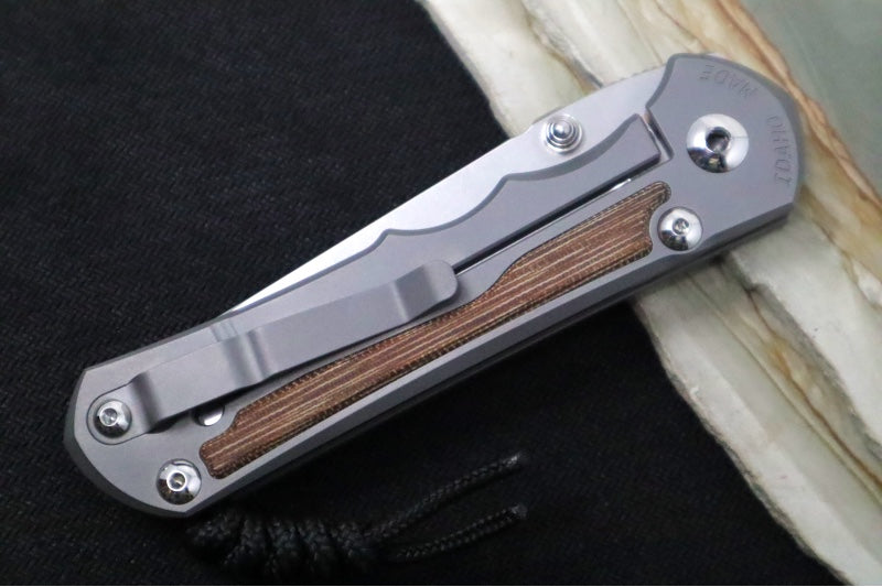 Chris Reeve Knives Large Inkosi Glass Blasted LEFT HANDED - Insingo Blade / Natural Micarta Inlay / CPM-Magnacut Steel LIN-1127