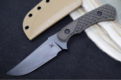 Toor Knives Allied Crewman - Black Oxide Finished Blade / CPM-Cruwear Steel / Green Linen Micarta Handle / Cordura-wrapped Sheath 850049642910