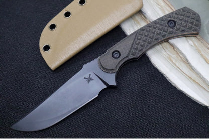 Toor Knives Allied Brauler - Black Oxide Finished Blade / CPM-Cruwear Steel / Green Linen Micarta Handle / Cordura-wrapped Sheath 850061338242