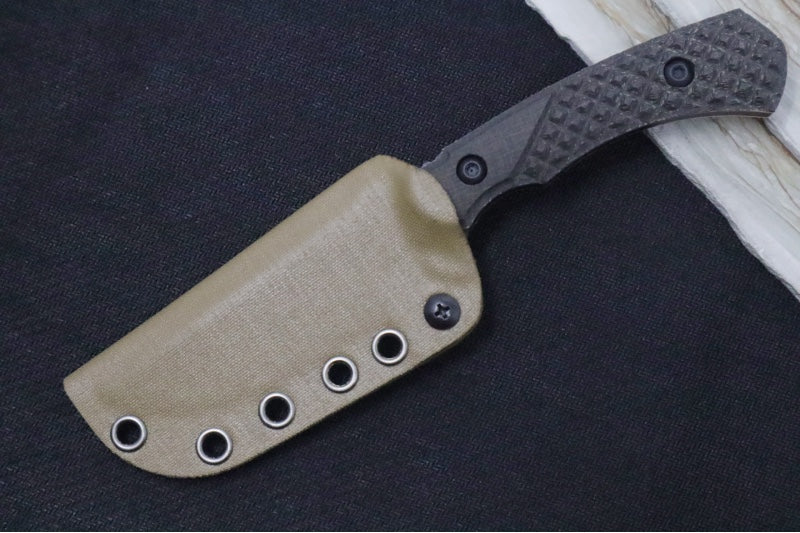 Toor Knives Allied Brauler - Black Oxide Finished Blade / CPM-Cruwear Steel / Green Linen Micarta Handle / Cordura-wrapped Sheath 850061338242