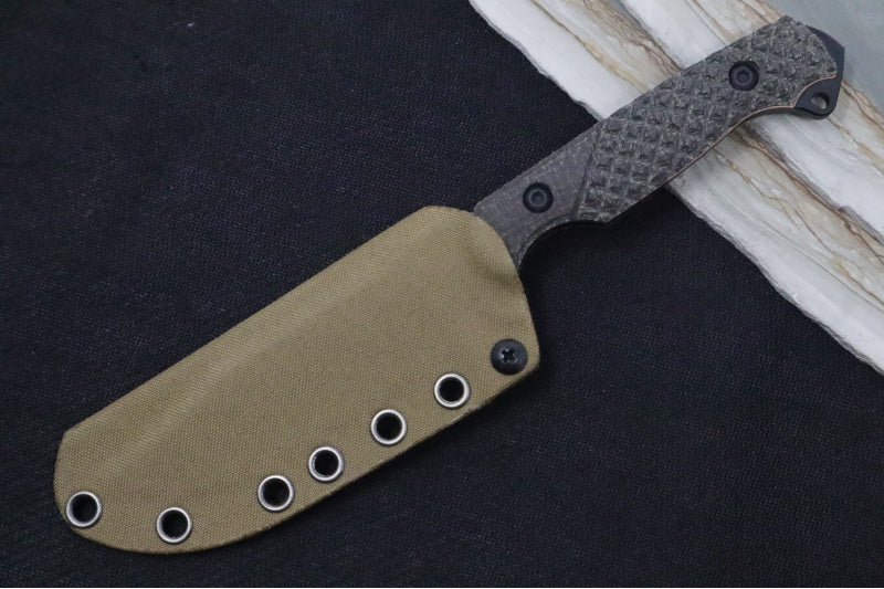 Toor Knives Allied Crewman - Black Oxide Finished Blade / CPM-Cruwear Steel / Green Linen Micarta Handle / Cordura-wrapped Sheath 850049642910