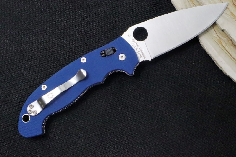 Spyderco Manix 2 XL - Cobalt Blue G-10 Handle / CPM-SPY27 Steel / Satin finish / Leaf Shaped Blade C95GPCBL2 - Northwest Knives