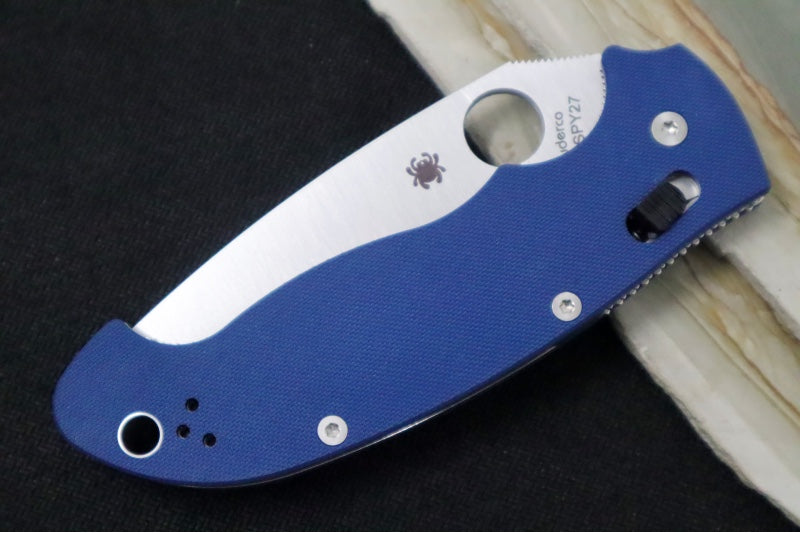 Spyderco Manix 2 XL - Cobalt Blue G-10 Handle / CPM-SPY27 Steel / Satin finish / Leaf Shaped Blade C95GPCBL2 - Northwest Knives