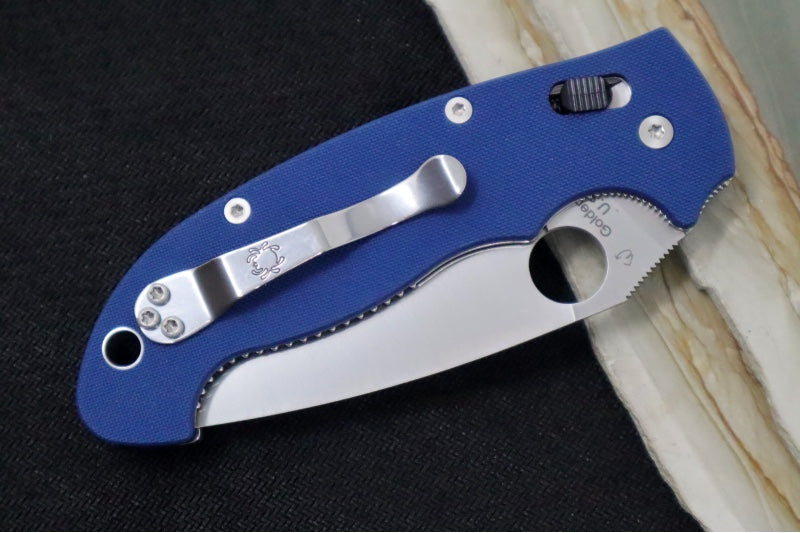 Spyderco Manix 2 XL - Cobalt Blue G-10 Handle / CPM-SPY27 Steel / Satin finish / Leaf Shaped Blade C95GPCBL2 - Northwest Knives