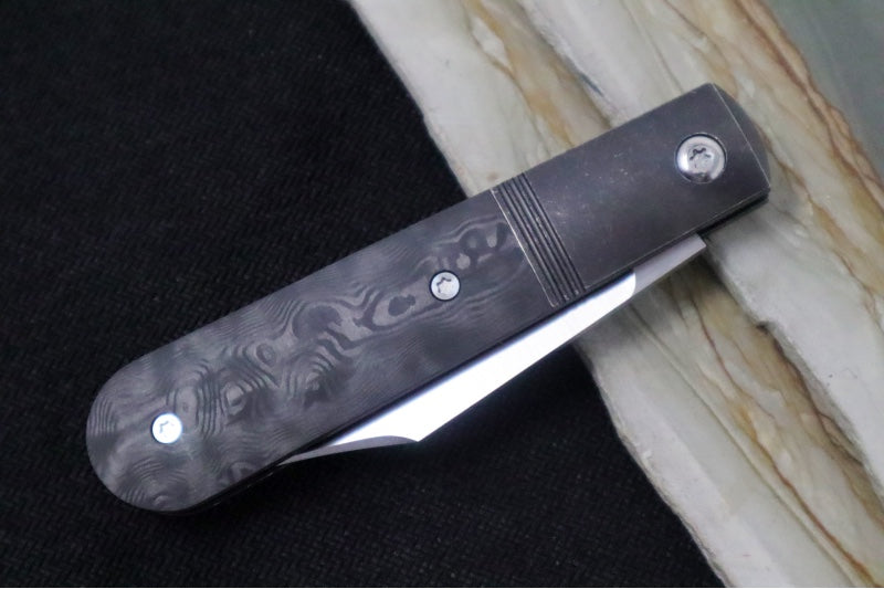 Jack Wolf Knives Big Bro Jack Slip Joint - Fat Carbon Black Dunes Inlay / Black DLC Blackwashed Bolsters / CPM-S90V Steel