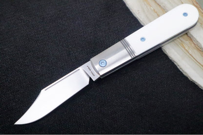 Jack Wolf Knives Big Bro Jack Slip Joint - Smooth White Bone Inlay / Polished Titanium Bolsters / CPM-S90V Steel