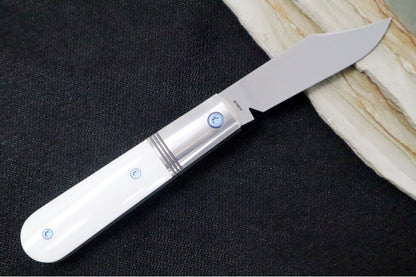 Jack Wolf Knives Big Bro Jack Slip Joint - Smooth White Bone Inlay / Polished Titanium Bolsters / CPM-S90V Steel