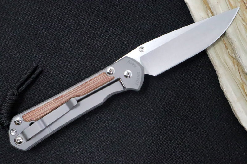 Chris Reeve Large Sebenza 31 Glass Blasted- Drop Point Blade / Natural Micarta Inlay / CPM-Magnacut Steel L31-1160