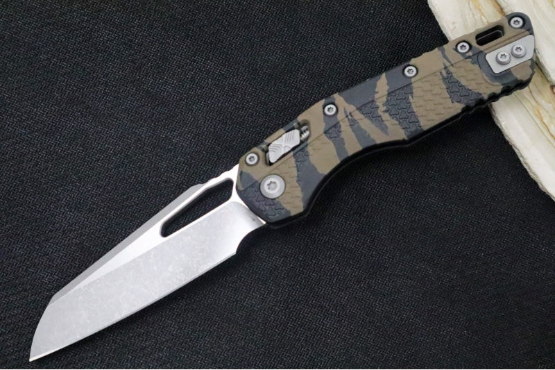 Microtech MSI Manual Folder - Apocalyptic Finished Blade / Tiger Striped Polymer w/ Trim-Grip Handle 210T-10APPMTRC