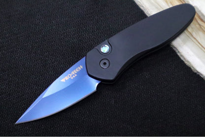 Pro Tech Sprint Auto - Black Anodized Aluminum Handle / Abalone Push Button / Sapphire Blue Blade Finish / CPM-S35VN Steel 2907-SB