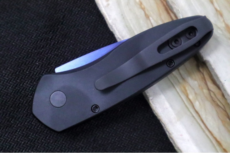 Pro Tech Sprint Auto - Black Anodized Aluminum Handle / Abalone Push Button / Sapphire Blue Blade Finish / CPM-S35VN Steel 2907-SB - Northwest Knives