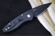 Pro Tech Sprint Auto - 3D Wave Black Anodized Aluminum Handle / Abalone Push Button / Black DLC Finish / CPM-S35VN Steel 2937 - Northwest Knives