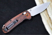 Benchmade 15032 North Fork Manual Folder - Drop Point Blade / CPM-S30V Steel / Stabilized Wood Handle with Orange Accents - Northwest Knives