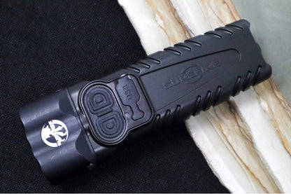 Microtech Surefire Collab Luminary OTF - Dagger Blade with Full Serrates / DLC Finish / Black Anodized Aluminum Handle 1270-3DLCTSET