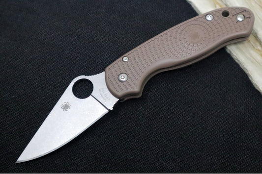 Spyderco Paramilitary 3 Lightweight SPRINT RUN - CPM-15V Steel / Stonewashed Finish / Brown FRN (Fiberglass Reinforced Nylon) Handle C223PBN15V