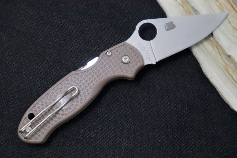 Spyderco Paramilitary 3 Lightweight SPRINT RUN - CPM-15V Steel / Stonewashed Finish / Brown FRN (Fiberglass Reinforced Nylon) Handle C223PBN15V