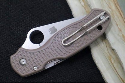 Spyderco Paramilitary 3 Lightweight SPRINT RUN - CPM-15V Steel / Stonewashed Finish / Brown FRN (Fiberglass Reinforced Nylon) Handle C223PBN15V