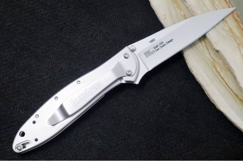 Kershaw 1660 Leek Flipper - Satin Blade / Stainless Steel Handle