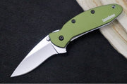 Kershaw 1620OL Scallion Flipper - Satin 420HC Blade / Olive Green Aluminum Handle - Northwest Knives