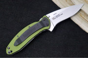 Kershaw 1620OL Scallion Flipper - Satin 420HC Blade / Olive Green Aluminum Handle - Northwest Knives