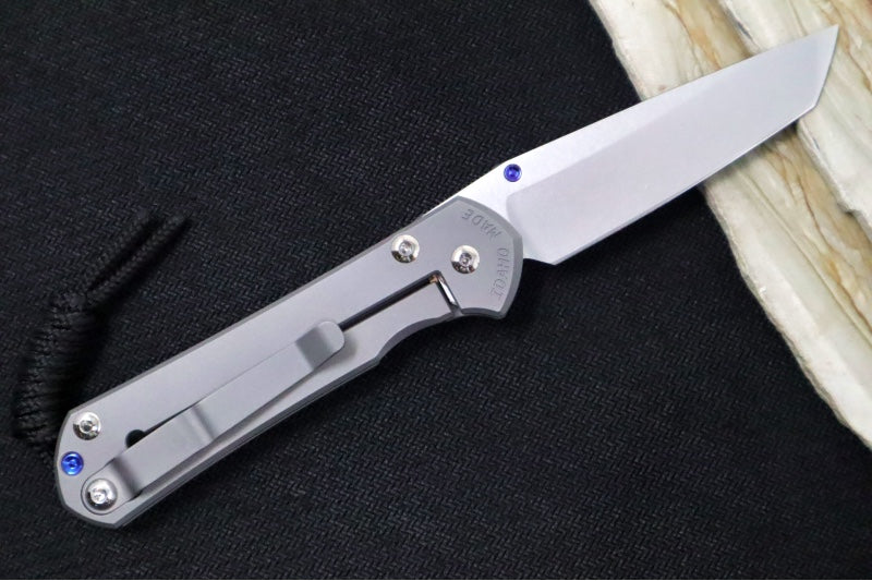 Chris Reeve Knives Small Sebenza 31 Glass Blasted - Tanto / CPM-Magnacut Steel / Glass Blasted Titanium Handle S31-1687 - Northwest Knives