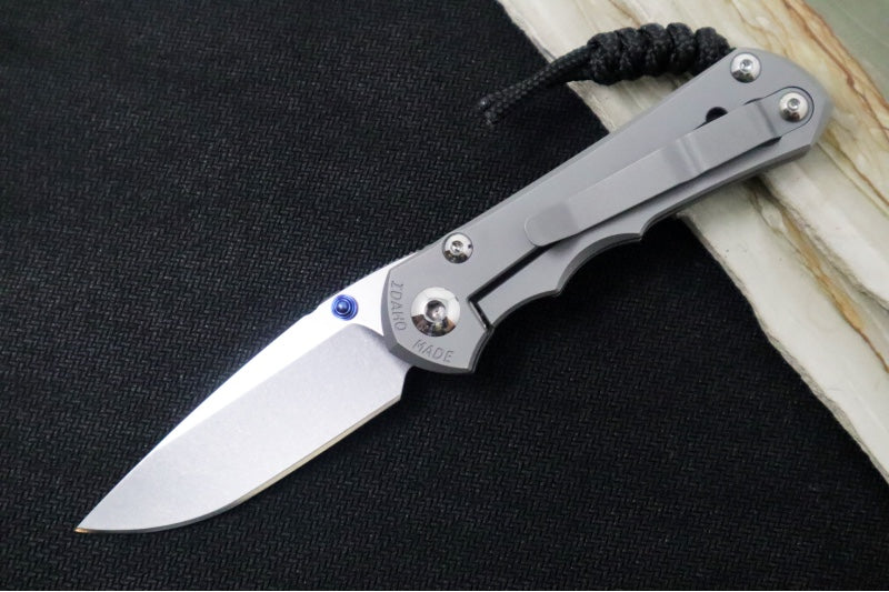 Chris Reeve Knives Small Inkosi Glass Blasted LEFT HAND - Drop Point / CPM-Magnacut Steel / Glass Blasted Titanium Handle SIN-1109 - Northwest Knives