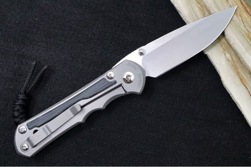 Chris Reeve Knives Large Inkosi Glass Blasted - Drop Point Blade / CPM-Magnacut Steel / Titanium Handle with Black Micarta Inlays LIN-1116 - Northwest Knives
