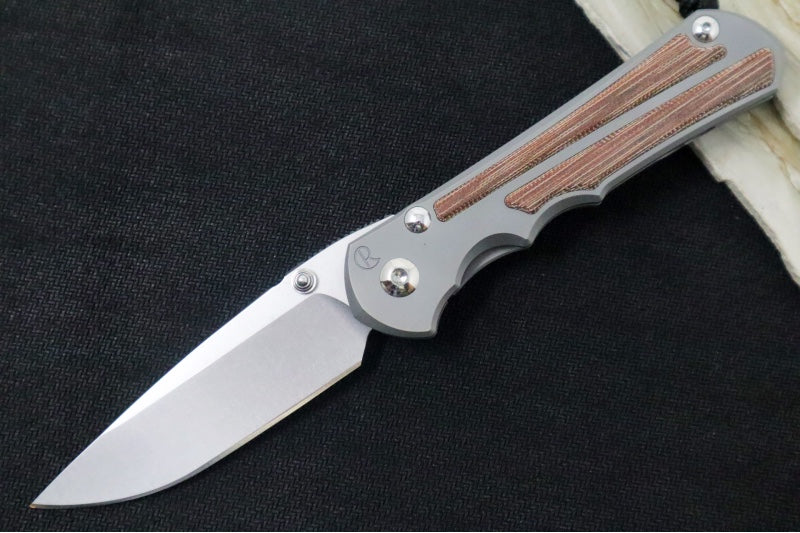 Chris Reeve Knives Large Inkosi Glass Blasted - Drop Point Blade / CPM-Magnacut Steel / Glass Blasted Titanium Handle with Natural Micarta Inlay LIN-1118-006 - Northwest Knives